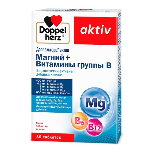 Купить Доппельгерц актив Магний + Витамины группы B 30 шт. таблетки по цене 783 руб в Москве Доппельгерц актив Магний + Витамины группы B 30 шт. таблетки