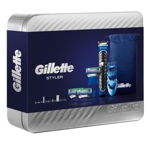 Купить Gillette набор/бритва-стайлер+fusion proglide power кассеты сменные n3+гребни сменные 3 шт. +чехол/в металлической коробке/ подарочный набор цена