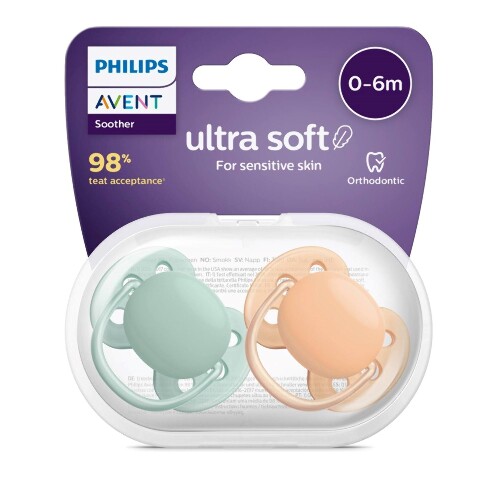 Avent соска-пустышка силиконовая ultra soft 0-6 мес 2 шт. scf091/03