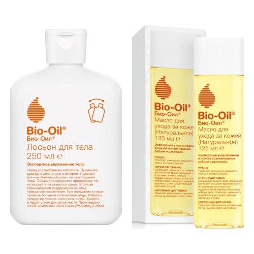 Набор Bio-Oil Лосьон для тела 250Мл + Bio-Oil Масло Косметическое для ухода за кожей натуральное 125Мл