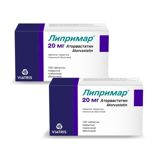 Набор из 2 уп Липримар® 20 мг 100 таб  по спец.цене!