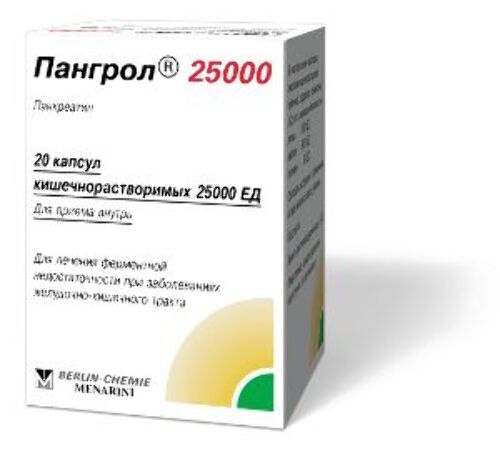 Пангрол 25000 ЕД 20 шт. капсулы кишечнорастворимые