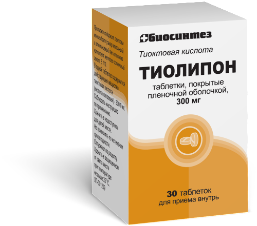 Тиолипон 300 мг 30 шт. банка таблетки, покрытые пленочной оболочкой