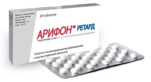 Купить Арифон ретард 1,5 мг 30 шт. таблетки с пролонгированным высвобождением, покрытые пленочной оболочкой цена
