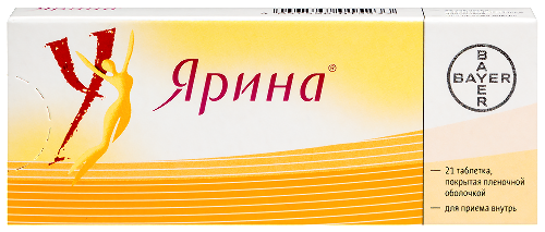 Купить Ярина 3 мг + 0,03 мг 21 шт. таблетки, покрытые пленочной оболочкой цена