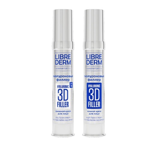 Набор ЛИБРИДЕРМ ГИАЛУРОН ФИЛЛЕР 3D: Крем дневной SPF15 + Крем ночной