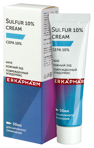 Erkapharm крем для тела для сухой кожи sulfur (сера) 50 мл