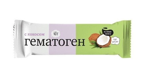 Гематоген народный с кокосом 40 гр плитка