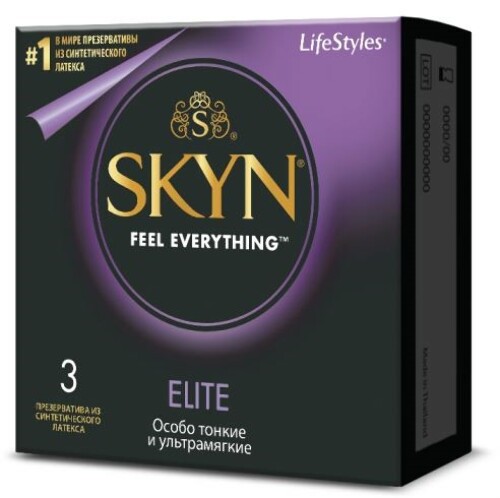 Презервативы мужские из синтетического латекса life styles skyn elite гладкие особо тонкие 3 шт.