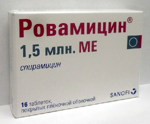 Ровамицин 1,5 млн МЕ 16 шт. таблетки, покрытые пленочной оболочкой