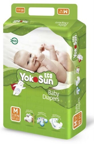 Купить Yokosun eco подгузники детские размер m/5-10 кг/ 60 шт. цена