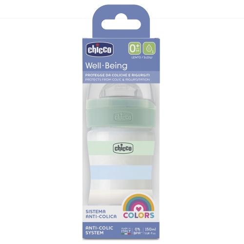 Chicco well-being бутылочка для кормления соска силиконовая 0+ 150 мл/boy