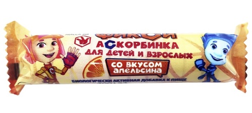 Купить Аскорбинка для детей и взрослых 3 гр 10 шт. жевательные таблетки/со вкусом апельсина/фиксики цена