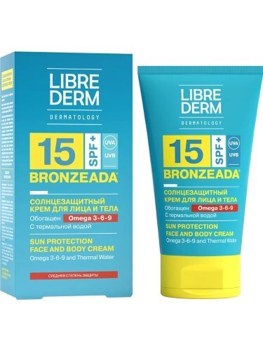 Librederm bronzeada солнцезащитный крем spf15 с омега 3-6-9 и термальной водой 150 мл