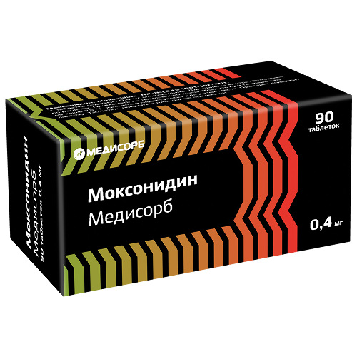 Моксонидин медисорб 0,4 мг 90 шт. таблетки, покрытые пленочной оболочкой