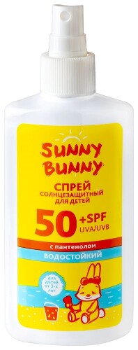 Купить Sunny bunny спрей солнцезащитный для детей spf-50+ водостойкий с пантенолом 150 мл цена