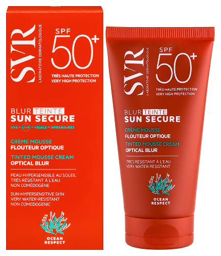 Купить Svr sun secure безопасное солнце крем-мусс с эффектом "фотошопа" тон светлый spf50+ 50 мл цена