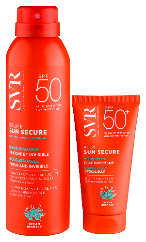 Svr sun secure набор/крем-мусс с эффектом фотошопа spf50+ 50 мл+спрей-вуаль безопасное солнце spf50 200 мл/