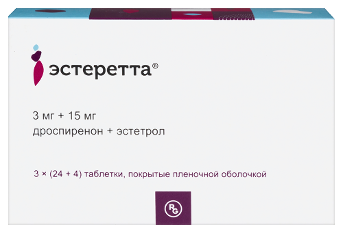 Эстеретта 3 мг+15 мг 84 шт. таблетки, покрытые пленочной оболочкой