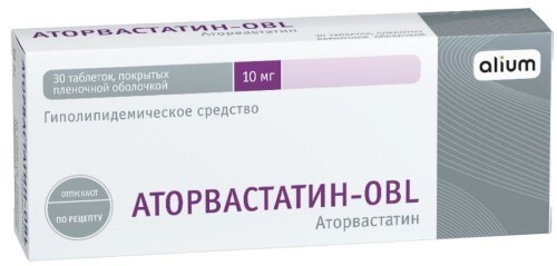 Купить Аторвастатин-obl 10 мг 30 шт. таблетки, покрытые пленочной оболочкой цена