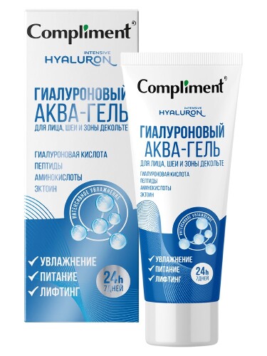 Compliment аква-гель для лица шеи и зоны декольте гиалуроновый 50 мл