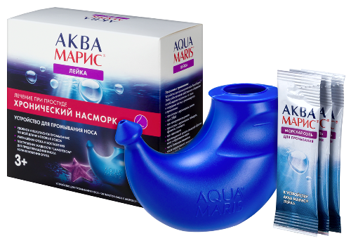 Аква марис лейка устройство для промывания носа + морская соль 30 шт. пак-саше