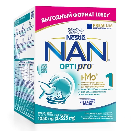 Купить Nan 1 optipro с олигосахаридами 2fl смесь сухая для детей с рождения 1050 гр цена