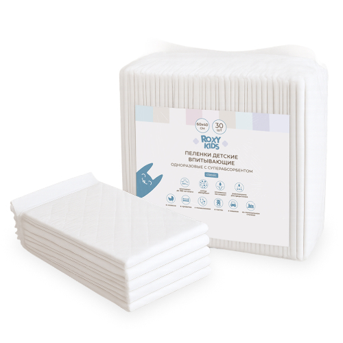 Roxy-kids пеленки впитывающие с суперабсорбентом для детей 60х40 см 30 шт.