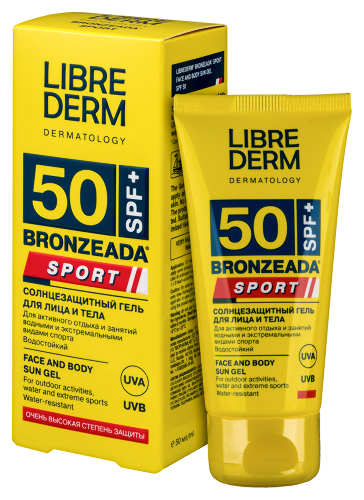 Librederm bronzeada гель солнцезащитный для лица и тела sport spf 50 50 мл