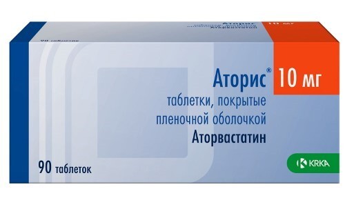 Аторис 10 мг 90 шт. таблетки, покрытые пленочной оболочкой
