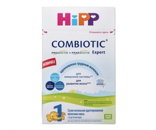 Детская молочная смесь hipp 1 combiotic expert c лактобактериями сухая c 0 месяцев 600 г/коробка/