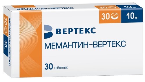 Мемантин-вертекс 10 мг 30 шт. таблетки, покрытые пленочной оболочкой блистер