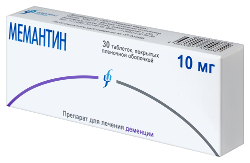 Мемантин 10 мг 30 шт. таблетки, покрытые пленочной оболочкой