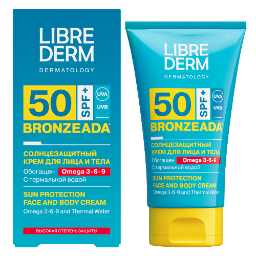 Librederm bronzeada солнцезащитный крем spf50 с омега 3-6-9 и термальной водой 150 мл