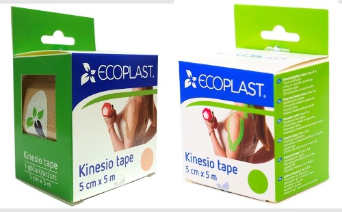Набор из 2х уп. Ecoplast кинезио тейп 5смх5м: бежевый + зеленый
