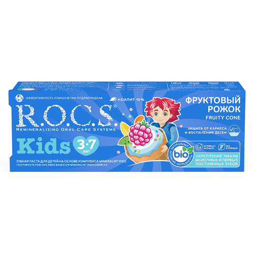 Rocs зубная паста kids фруктовый рожок со вкусом мороженого 45 гр
