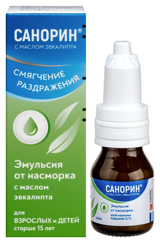 Санорин с маслом эвкалипта 0,1% 1 шт. капли назальные 10 мл