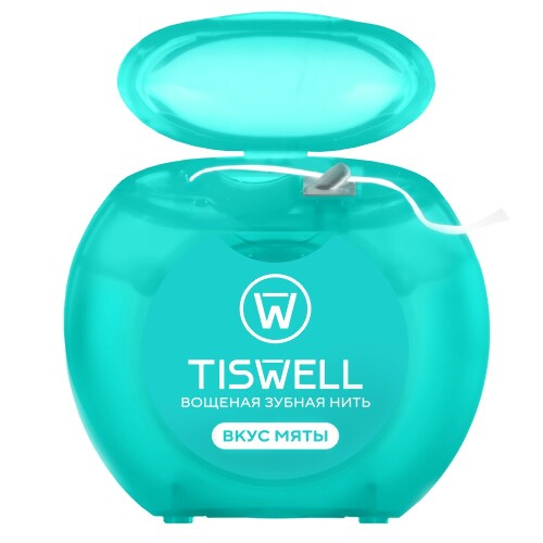 Tiswell зубная нить вощеная с мятным вкусом 50 м