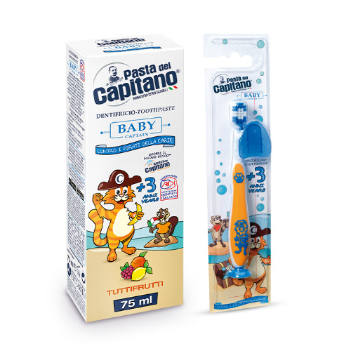 НАБОР PASTA DEL CAPITANO ДЕТСКАЯ ЗУБНАЯ ПАСТА И ЩЕТКА 3+ ПО ВЫГОДНОЙ ЦЕНЕ!