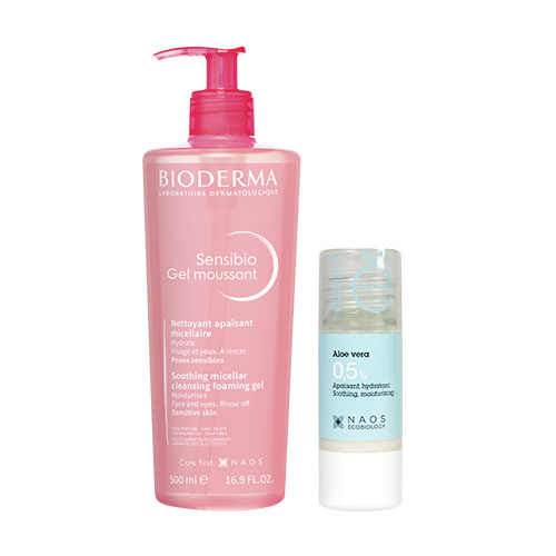 Набор Bioderma Sensibio Очищающий гель для чувствительной кожи, 500 мл + Etat Pur Сыворотка с алоэ Вера 15 мл