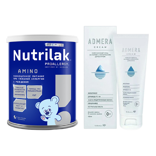 Набор Адмера крем для сух и чувст кожи д/детей 0+ и взрослых + Nutrilak premium proallergy амино смесь 400 гр