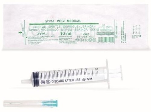 Шприц 10 мл 3-х компонентный с иглой 21g 100 шт./ Vogt Medical