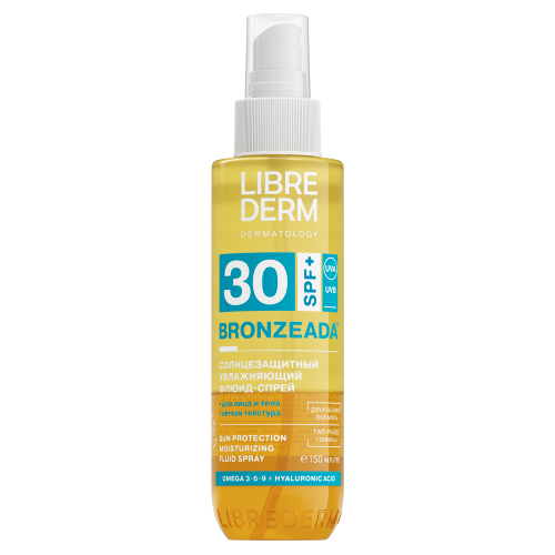 Librederm bronzeada флюид-спрей двухфазный увлажняющий солнцезащитный spf30 150 мл