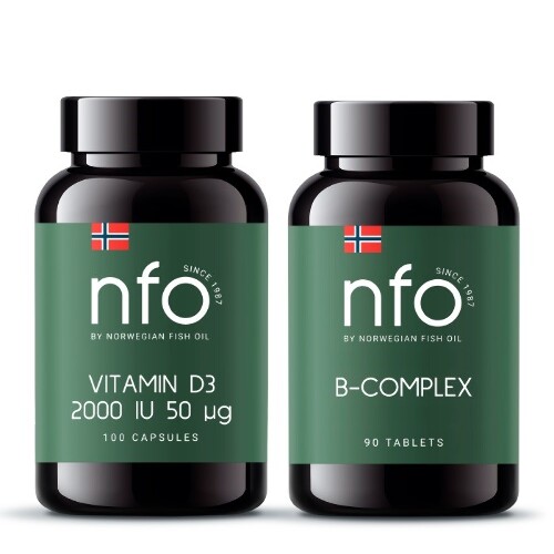Набор NFO Витамин D 2000 МЕ 100 капс.+В-комплекс №90