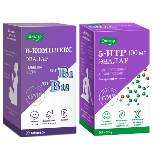 Набор ВИТАМИНЫ ГРУППЫ В таблетки 90шт. + 5-ГИДРОКСИТРИПТОФАН (5-HTP) 100мг капсулы 60шт.