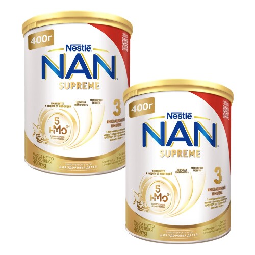 Набор NAN 3 SUPREME НАПИТОК МОЛОЧ СУХОЙ  С ОЛИГОСАХАРИДАМИ Д/ДЕТ С 12МЕС 400,0 со скидкой 50% на вторую упаковку