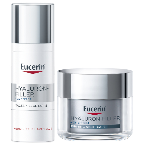 Набор EUCERIN HYALURON-FILLER: КРЕМ ДЛЯ ДНЕВНОГО УХОДА ЗА НОРМАЛЬНОЙ И КОМБИНИРОВАННОЙ КОЖЕЙ SPF15 50МЛ + КРЕМ ДЛЯ УХОДА ЗА КОЖЕЙ НОЧНОЙ АНТИВОЗРАСТНОЙ 50МЛ