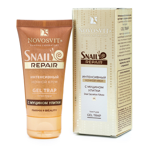 Novosvit snail repair интенсивный ночной крем gel trap с муцином улитки 50 мл
