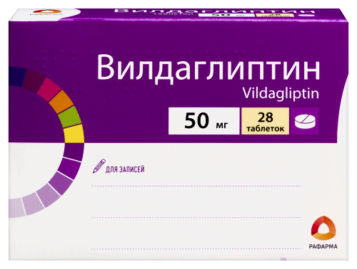 Вилдаглиптин 50 мг 28 шт. таблетки