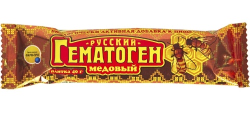 Гематоген русский медовый 40 гр плитка